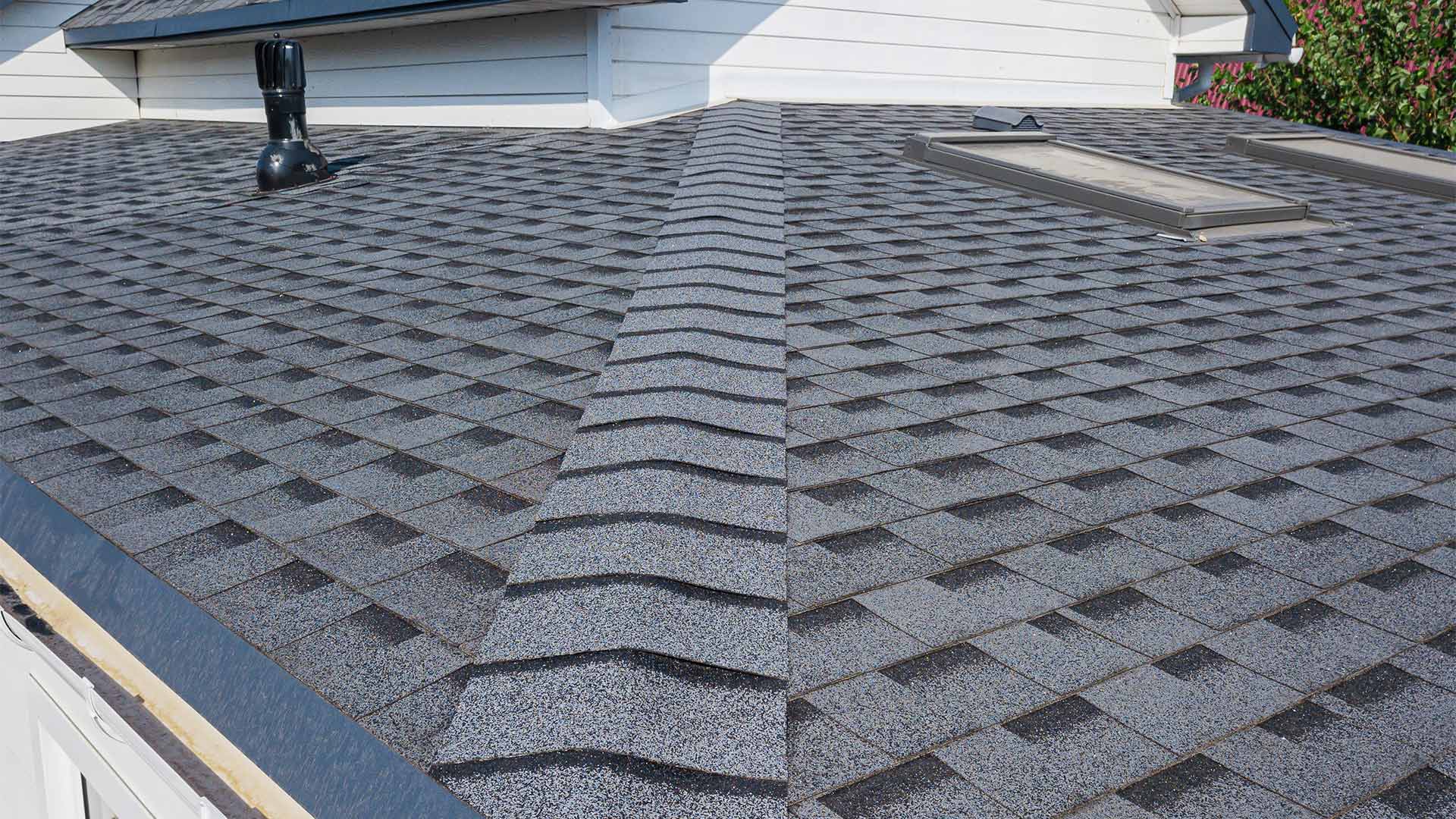 house roof close up with asphalt shingles installed cranston ri